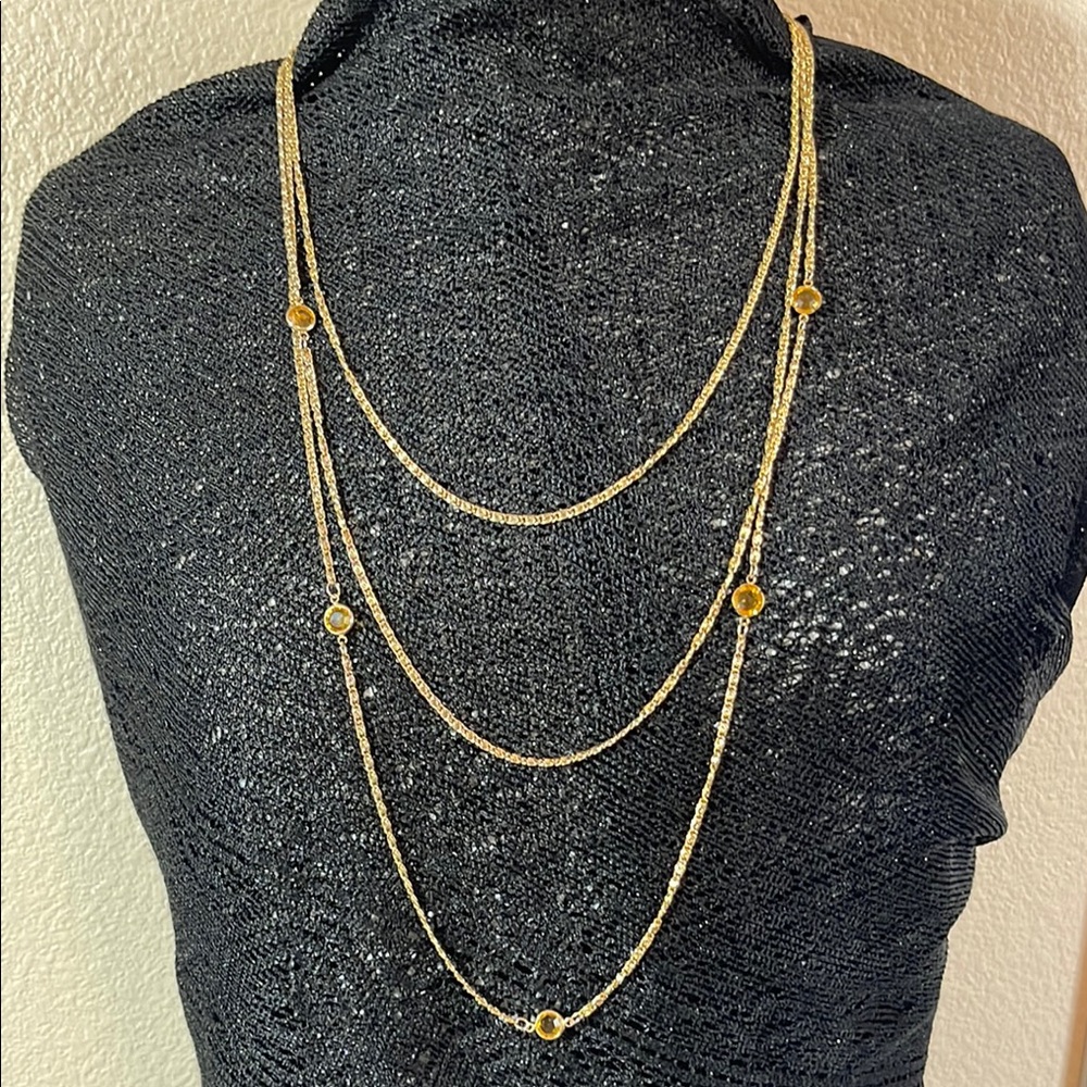 Vintage Gold tone Layered Festival Necklace c46